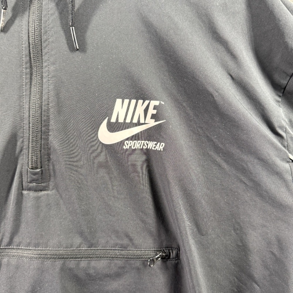 Nike Sportswear Mens XL Black Half Zip Windbreaker Hooded Anorak Jacket Pullover - Picture 9 of 12